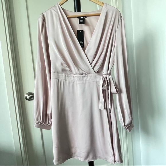 Brand New Satin Long Sleeve Front Wrap Dress- ASOS - Picture 7 of 12